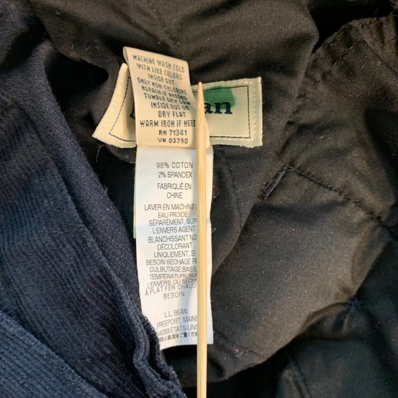 LL Bean Womens 8 Tall Navy Blue Corduroy Pants Pleated High Rise Tapered 229656 - Picture 4 of 9